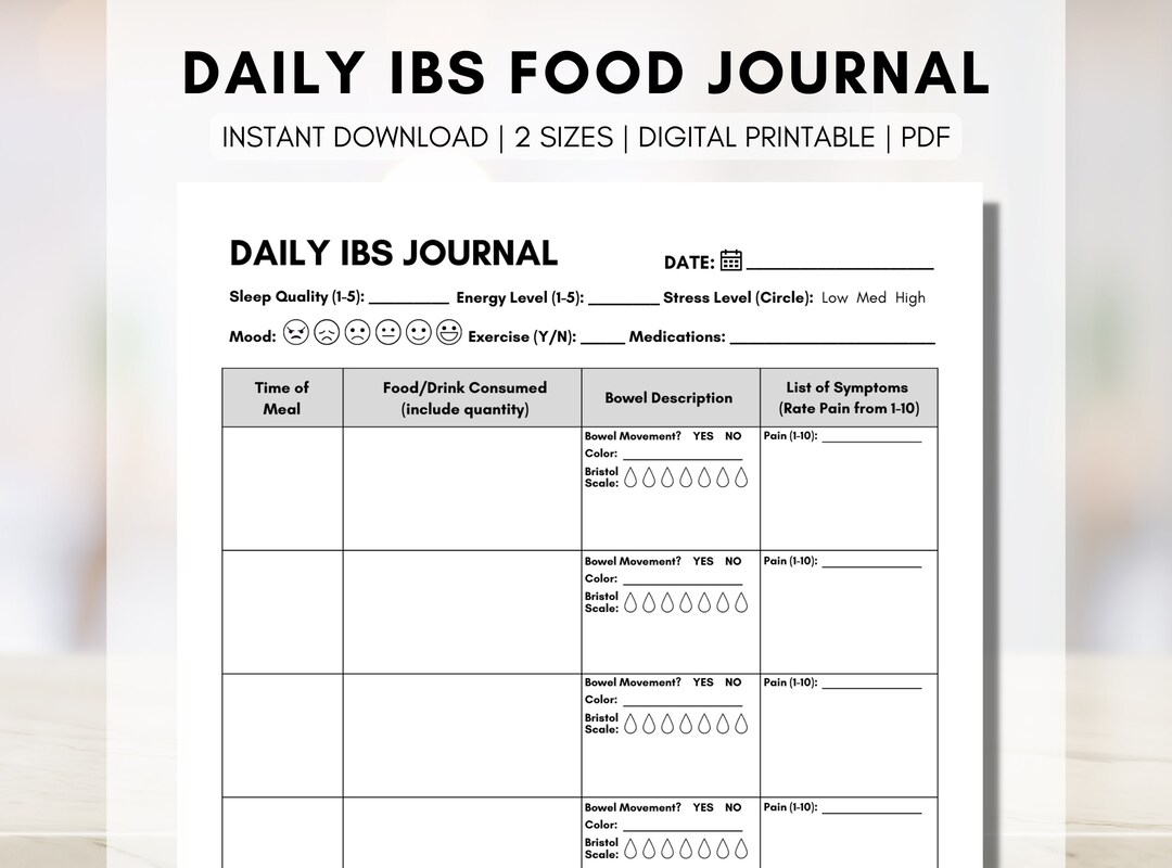 IBS Food Journal Daily IBS Symptom Diary Irritable Bowel Syndrome 