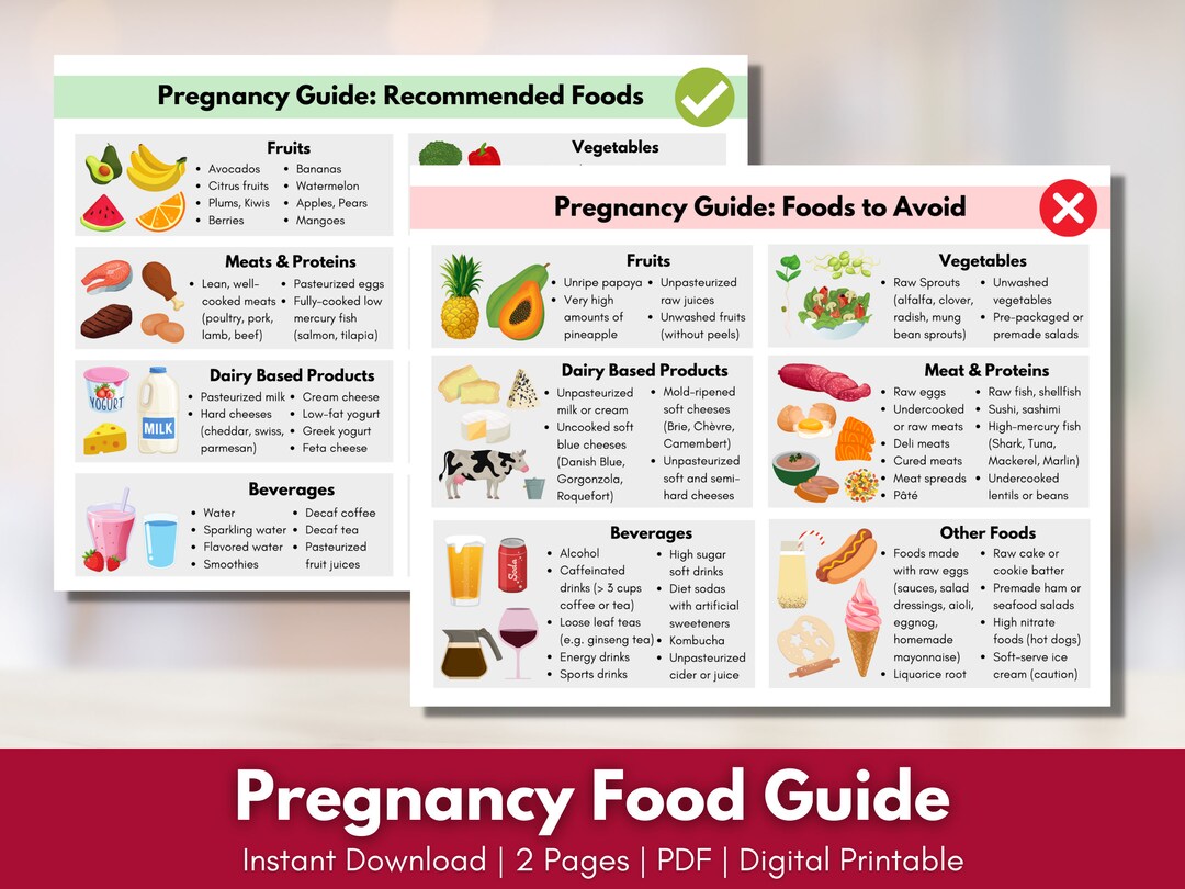 Pregnancy Food Guide Pregnancy Nutrition List Recommended - Etsy