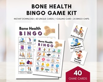 Bone Health BINGO Game Kit, Patient Education, Health Workshop, Classroom Learning Activity, Seniors Wellness, Nursing (Digital Printable)