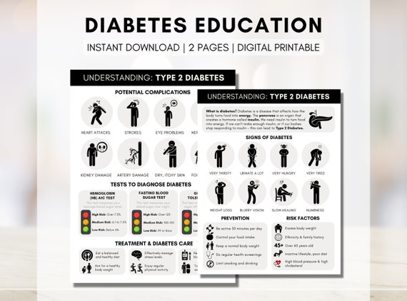 Diabetes Information Handout, Patientenarbeitsblatt, Typ 2 Diabetes  Broschüre, Chronische Krankheit Behandlung, Infografik digital druckbar -  .de