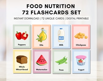 Nutrition Flash Cards, Healthy Eating, Meal Planning (Digital Printable)