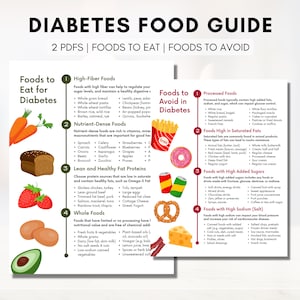 Diabetes Voedselgids, Boodschappenlijstje, Dieetblad, Maaltijdplanning, Voedingswerkblad, Patiëntenvoorlichting, Gezondheidscoach, Cadeau (digitaal afdrukbaar)