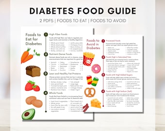 Diabetes Food Guide, Grocery List, Diet Sheet, Meal Planning, Nutrition Worksheet, Patient Education, Health Coach, Gift (Digital Printable)