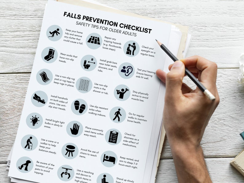 Falls Prevention Checklist, Falls Injury Tip Sheet, Seniors Health