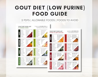 Gout Diet Food Guide, Low Purine Shopping List, Low Uric Acid Meal Planner, Gout Nutrition Diet Planner (Digital Printable)