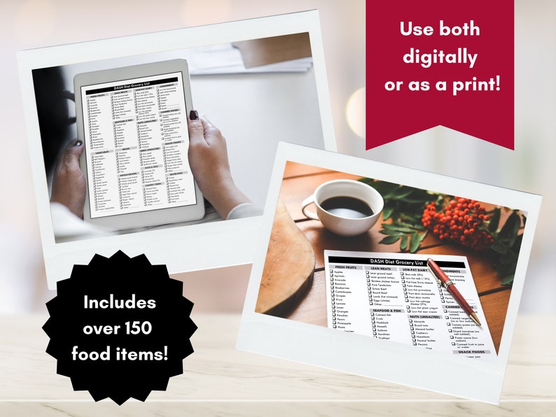 DASH Diet Grocery List, Low Sodium Shopping List, High Blood Pressure Food List, Hypertension