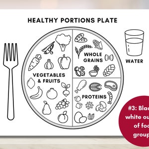 Healthy Portions Plate, Visual Nutrition Eating Guide, Food Portion Control, Dietitian Worksheet, Canada Food Guide Digital Printable image 6