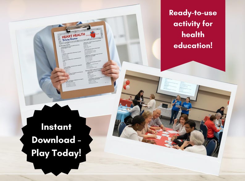 Heart Health Trivia Game, Printable Cardiac Quiz Game, Powerpoint ...
