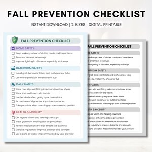 Fall Prevention Checklist, Falls Injury Tip Sheet, Seniors Health ...
