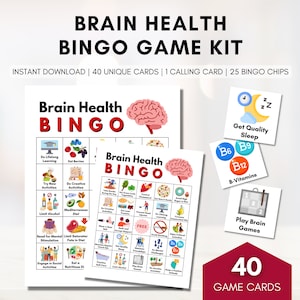 Brain Health BINGO-spel, bingo geestelijke gezondheid, mentale fitnessgame, patiënteneducatie, workshopactiviteit, klaslokaal (digitaal afdrukbaar)