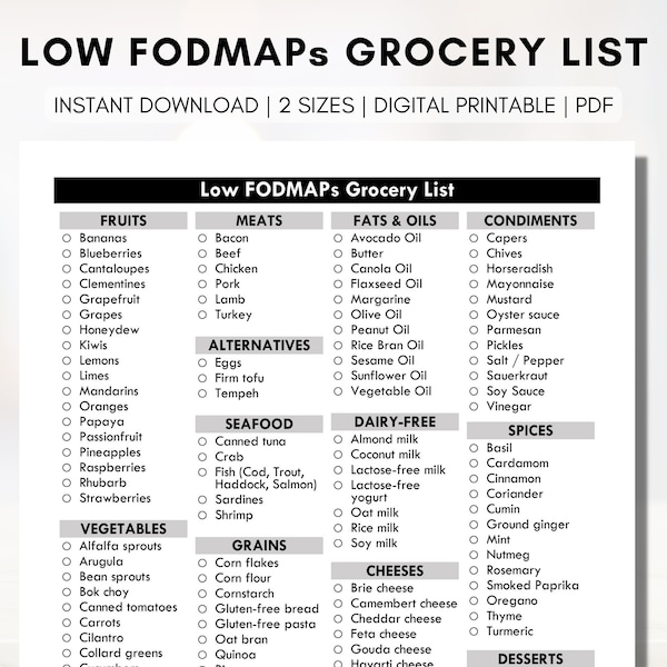 Ibs Food List - Etsy