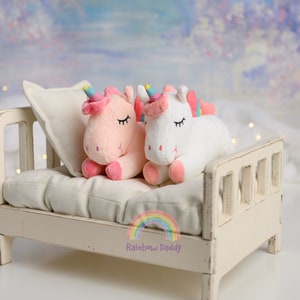 Personalized Plush Toy Rainbow Unicorn - Handmade Soft and Cuddly Gift for Kids White Version