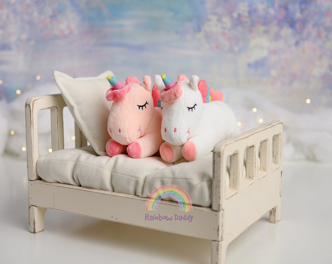 Personalized Plush Toy Rainbow Unicorn - Handmade Soft and Cuddly Gift for Kids White Version