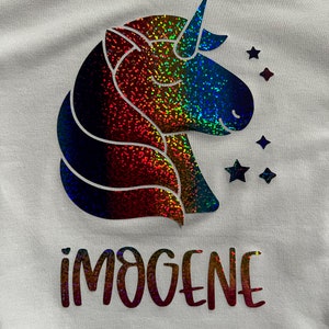 Rainbow Unicorn TShirt with personalized name