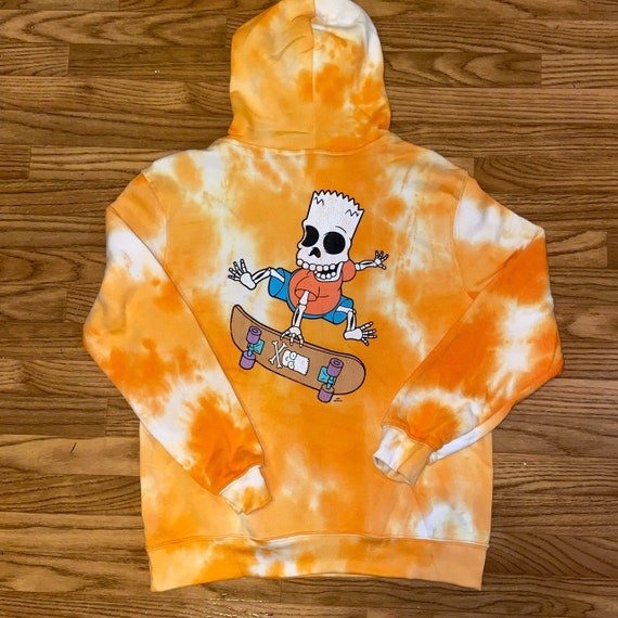 Vintage Bart Simpson Orange Tie Dye Hoodie Tree House of - Etsy