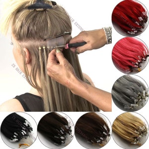 Hair Extension Micro Link Beads Silicone Lined Hair Links Attach Feather  Beads to Hair 5mm Blonde Gray Light Brown Black 50PACK 