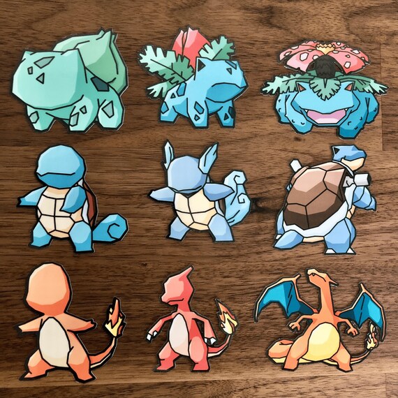 Kanto Starter Pokemon Stickers Waterresistant Vinyl Etsy