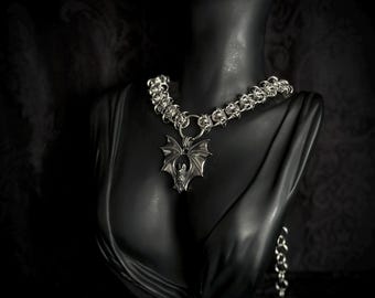 Gothic chainmail choker stainless steel necklace style: Marceline