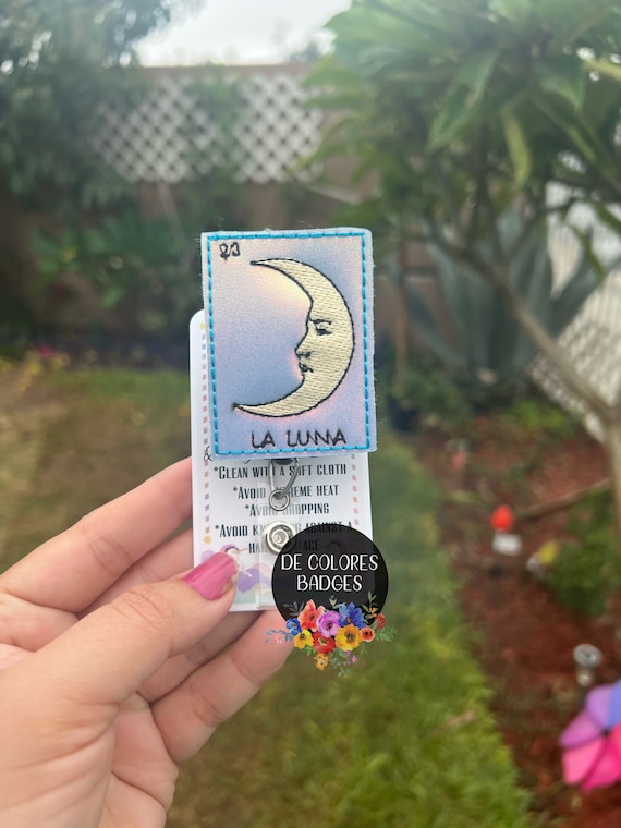 La Luna Badge Reel Moon Interchangeable Badge Reel Loteria Lanyard Mexican  Bingo Planner Clip Moon Badge Reel Mexican Loteria 
