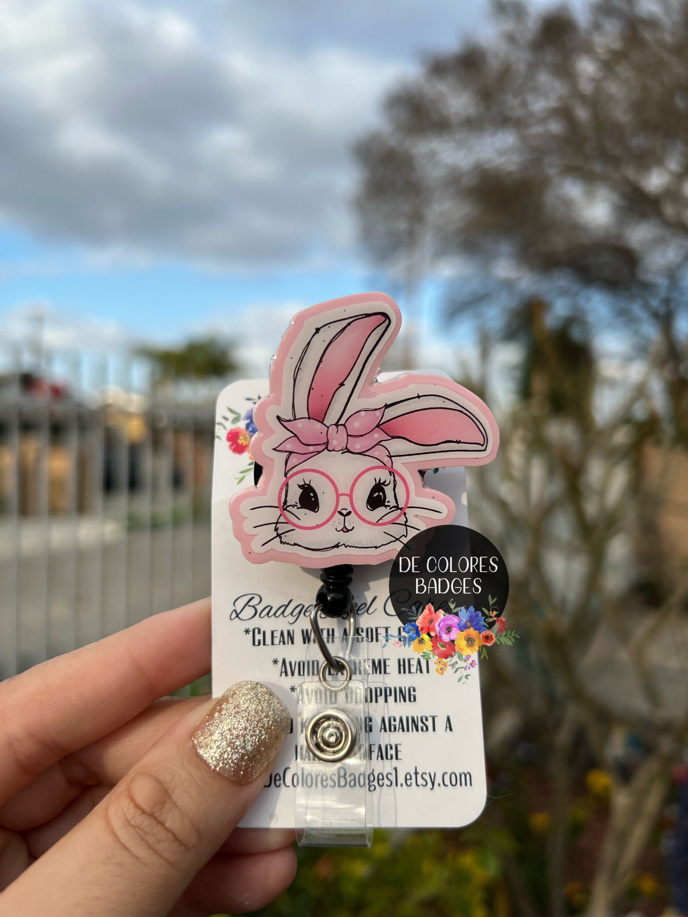 Geeky Bunny Badge Reel, Easter Bunny Badge Reel, Easter Planner Clip,  Easter Magnet, Easter Bunny Butt Badge Reel, Cute Badge Holder