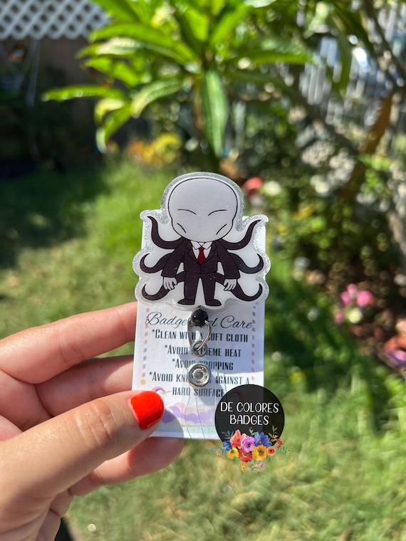 Slenderman Themed Badge Reel/ Cute Gifts/retractable ID Holder