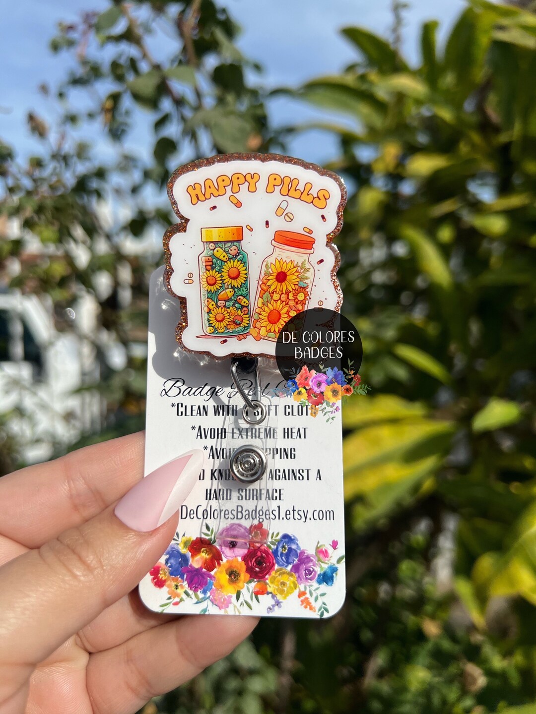 Happy Pills Badge, Sunflower Pills Badge, Mental Health Badge, Happy Pills Medicine Badge, Pills