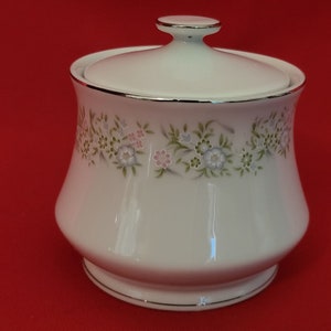 TAIHE Sugar Bowl & Lid Springtime Porcelain Silver Accents