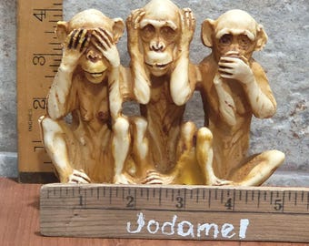 Vintage Three Wise Monkeys See Hear Speak No Evil Plasticine