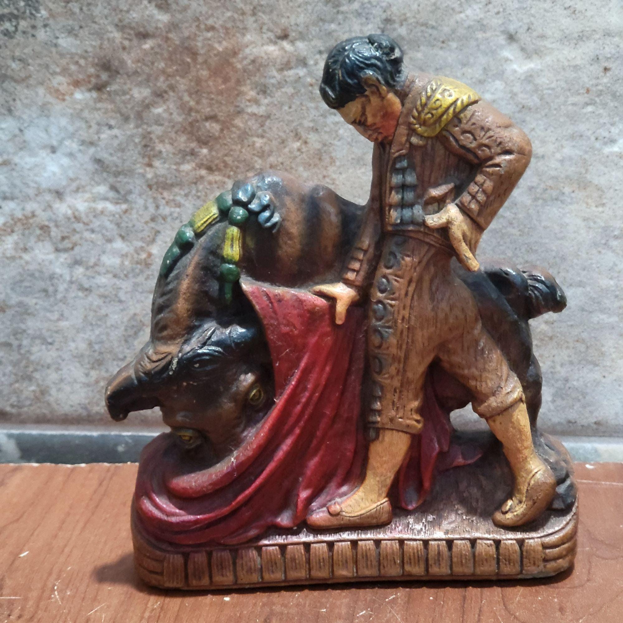 Ceramic Red Bull Figurine - Etsy