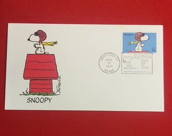 First Day Cover Peanuts Snoopy Stamp Cache Envelope