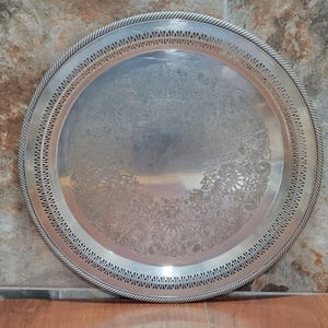 Vintage WM Rogers 172 Silberplatte Rundes Serviertablett 15 ""