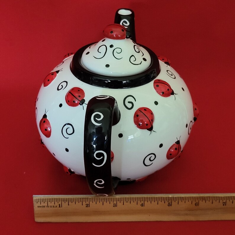 Ladybug Swirls Porcelain Decorative Teapot With Lid Hand Painted - Etsy