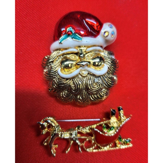 Christmas Pin Brooch Set of 2  Christmas Santa & … - image 4