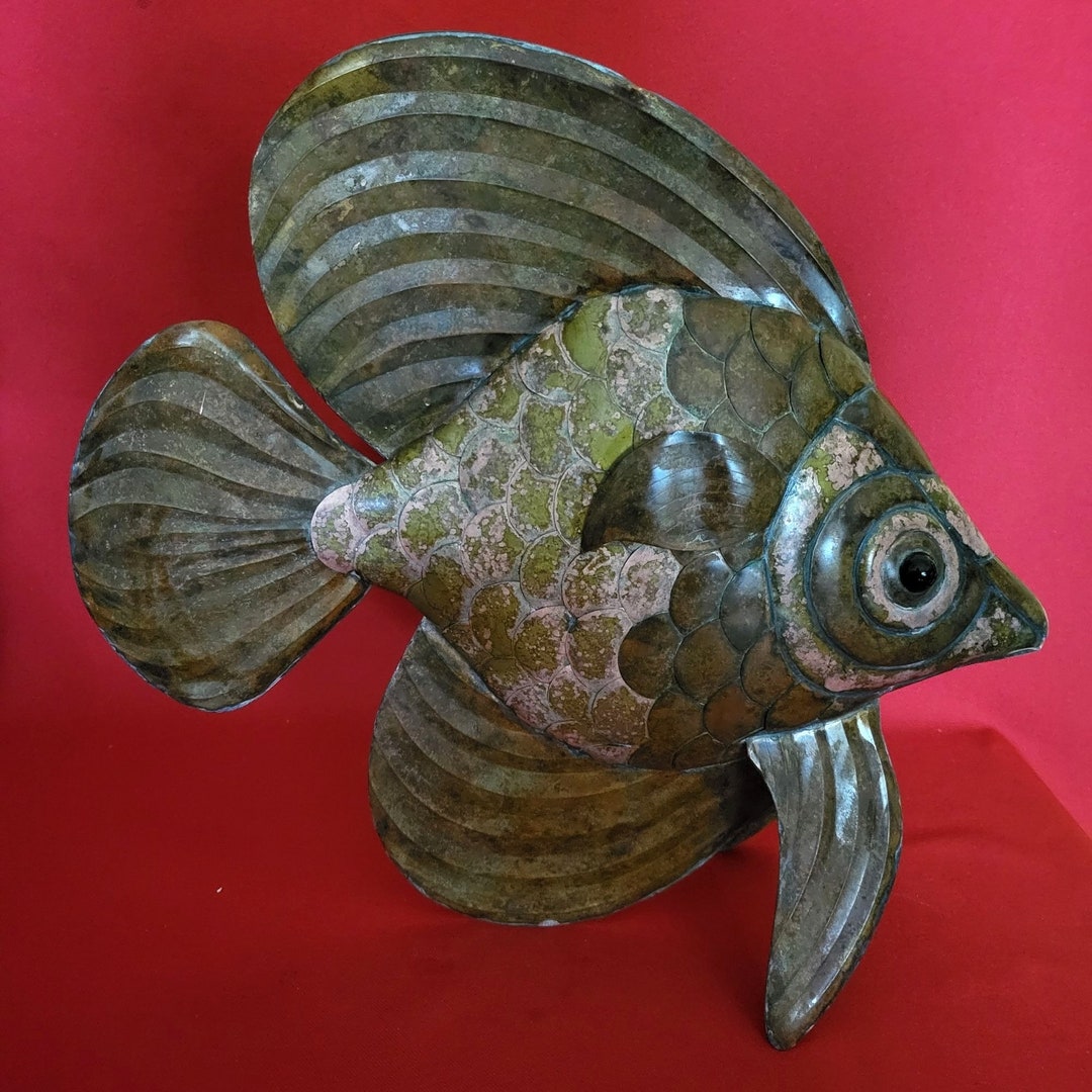 Bronze Metal Art Copper Fish Table Sculpture Etsy
