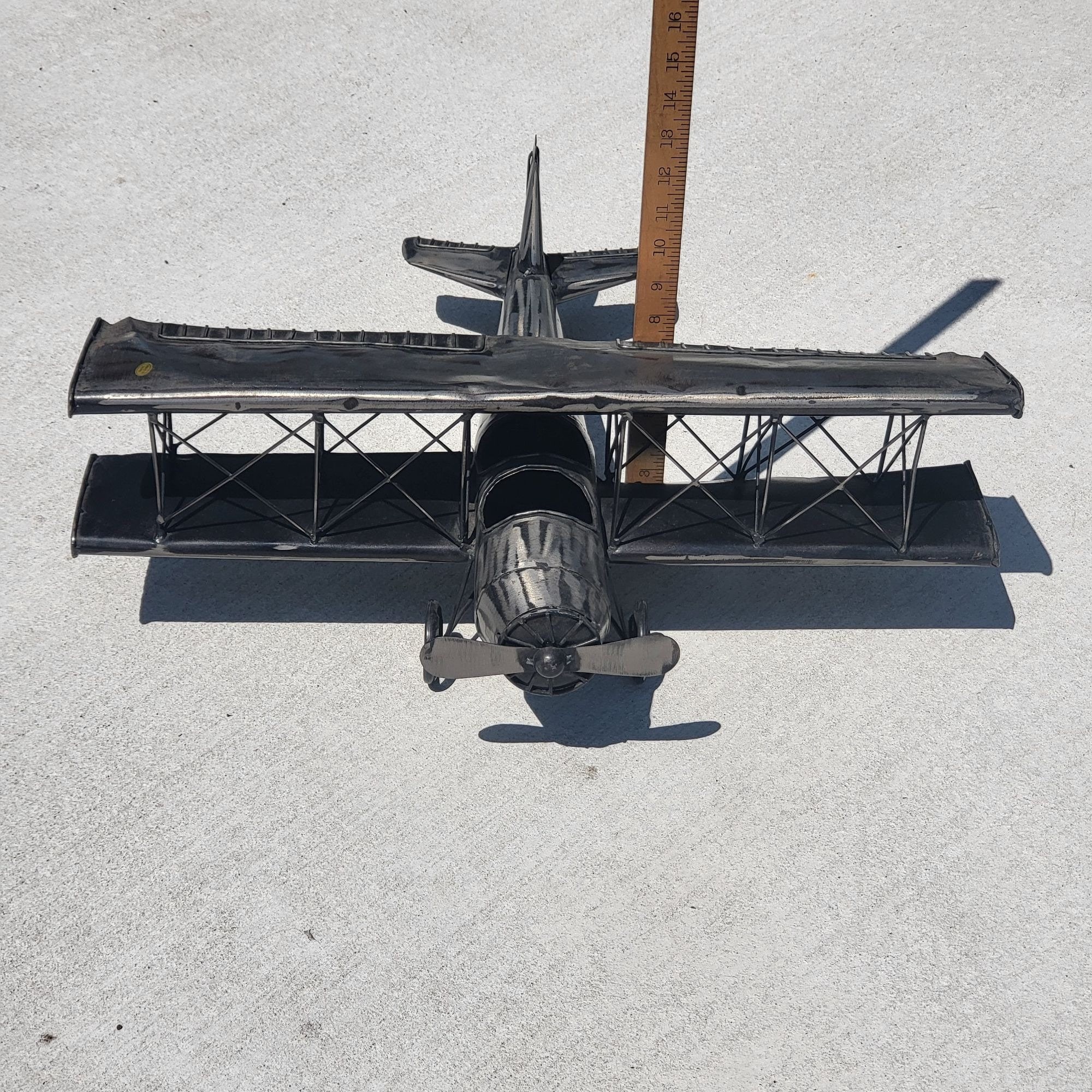 ヴィンテージ 大型 装飾 金属 複葉機 飛行機 プロペラ 模型 航空彫刻