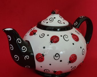 Ladybug Wirbel Porzellan Dekorative Teekanne mit Deckel Handbemalt