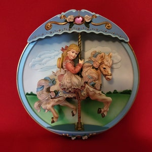 Vintage Wall Hanging Plate Music Box Bradford Exchange Carousel Dreams &quot;Swept Away&quot; 1994
