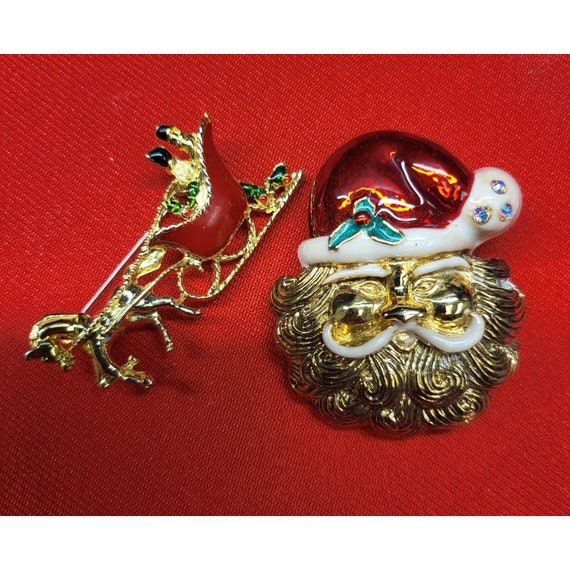 Christmas Pin Brooch Set of 2  Christmas Santa & … - image 8