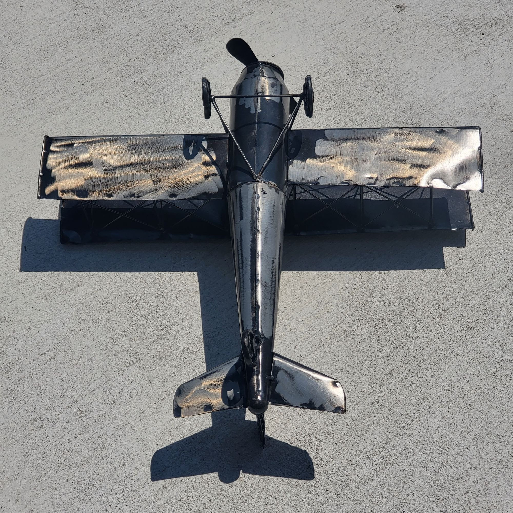 Vintage Metall Flugzeug Modell - Doppeldecker Deko Für Büro & Wohnzimmer