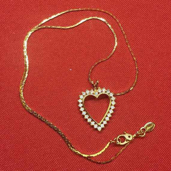 VTG Monet Love Heart Pendant Necklace Clear Cryst… - image 6