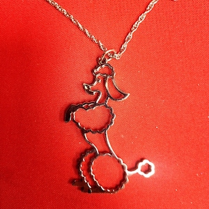 Poodle Pendant Necklace Gold Tone Metal
