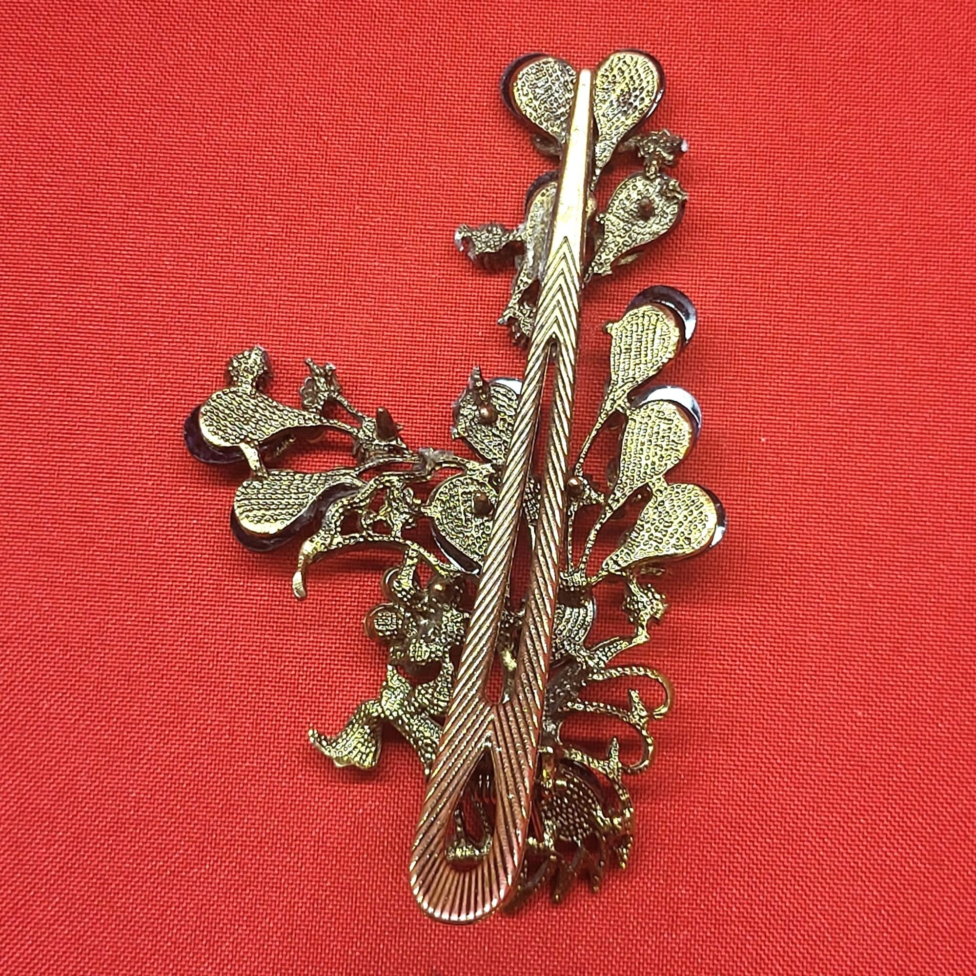 VTG Peacock Hair Clip Claw Purple Acrylic Stones Rhinestones  display picture 1
