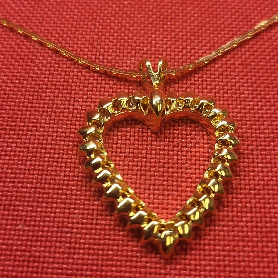 VTG Monet Love Heart Pendant Necklace Clear Cryst… - image 3