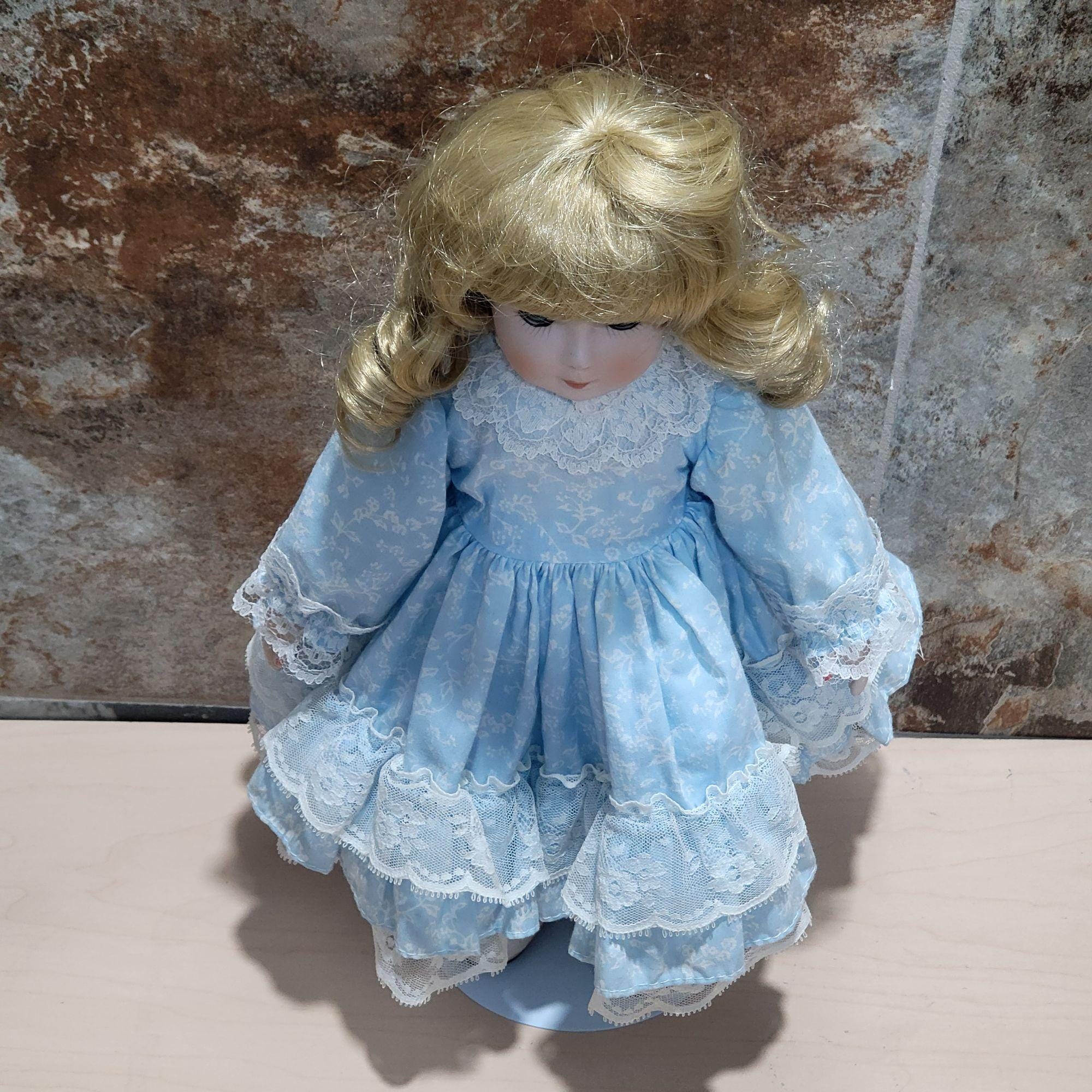 Poupée Ancienne Birge Vintage – Blonde Aux Yeux Bleus, 42 Cm, En Celluloïd, Tenue D'origine, France