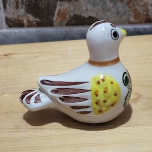 Mexican Folk Art Handmade Terracotta Clay Ceramic Bird Figurine Signed