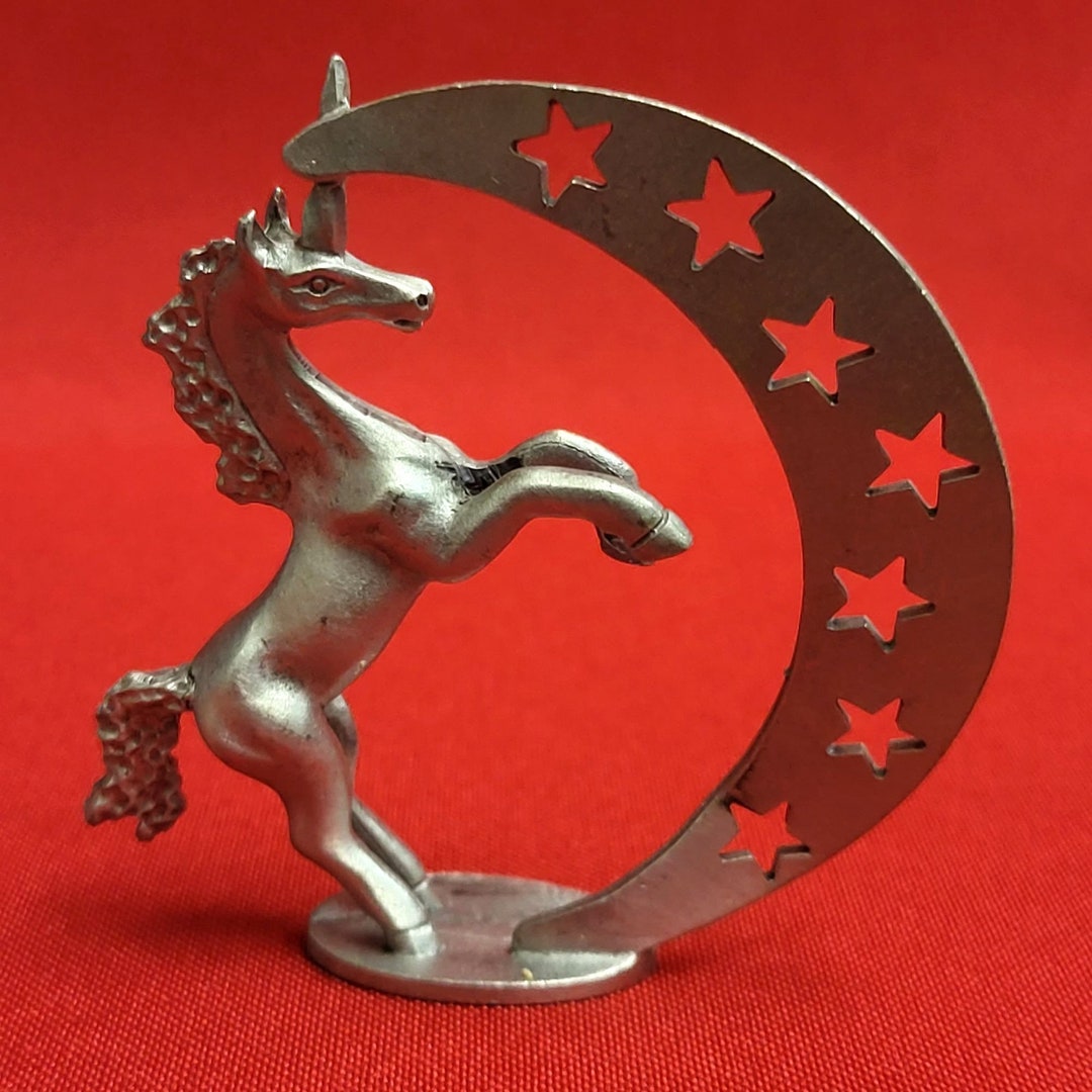 Vintage Spoontiques Pewter Unicorn Moon PP512 Miniature Figurine 1982