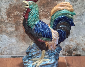 Duża figurka kurczaka koguta w stylu vintage 15 cali, dekoracja do domu wiejskiego