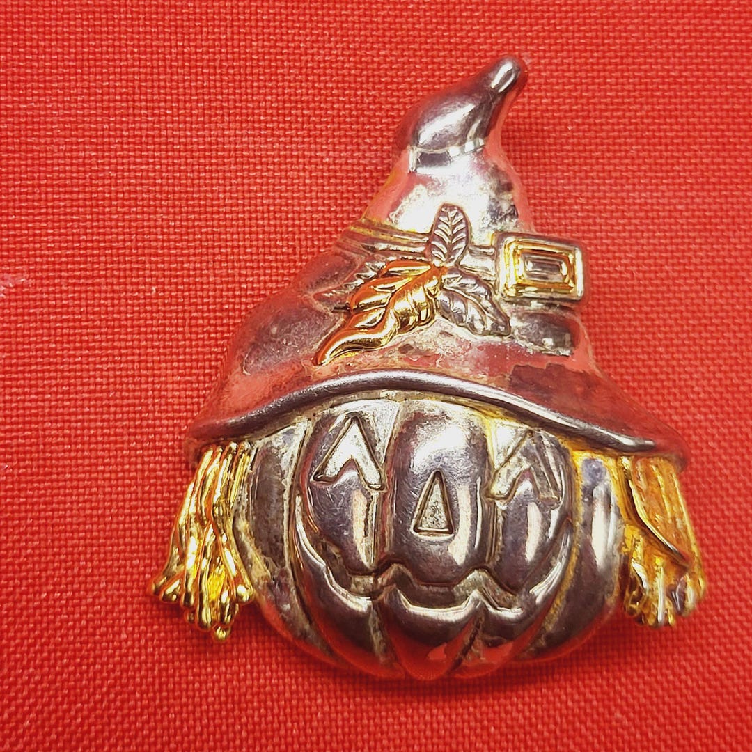 Vintage Jack O Lantern Brooch Halloween Signed Best Puffy Pumpkin Pin ...
