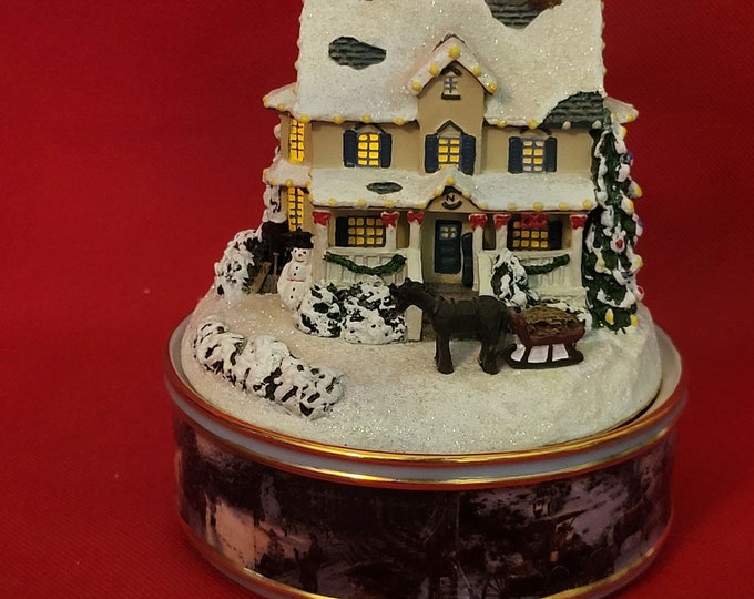 Thomas Kinkade Illuminated Music Box White Christmas 2002 Etsy