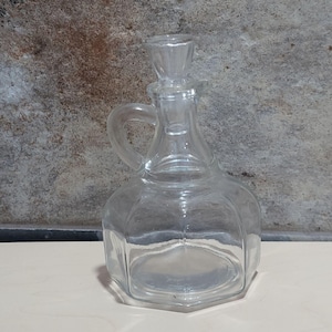 Vintage Clear Glass Cruets with Stopper Oil Vinegar Decanter